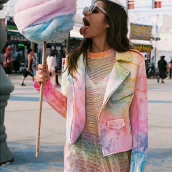 RARE UNIF I Dye Rainbow Neoprene Moto Jacket